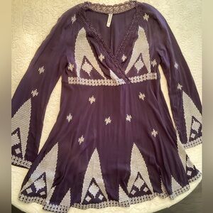 Boho Blue Tunic/Mini with Embroidery